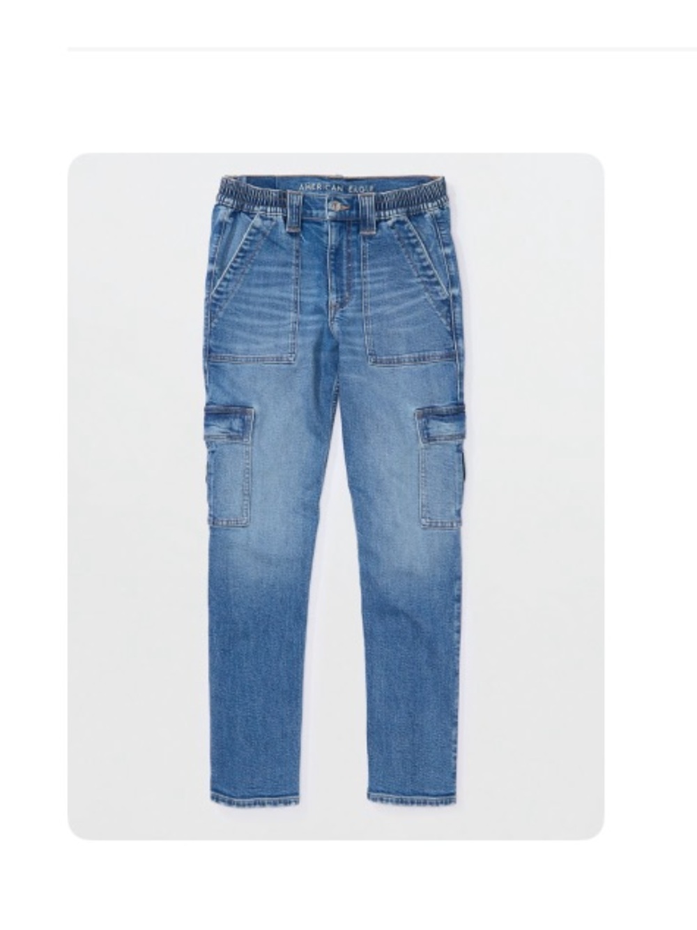 AE Stretch Super High-Waisted
Ankle Straight Cargo Jean